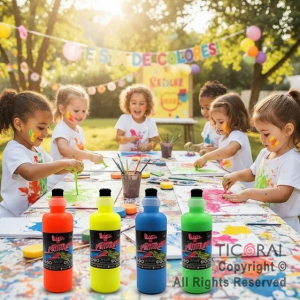LLUVIA DE PINTURAS NEON COLORES SURTIDOS ( PACK 6 BOTELLITAS DE 250cc c/u.)